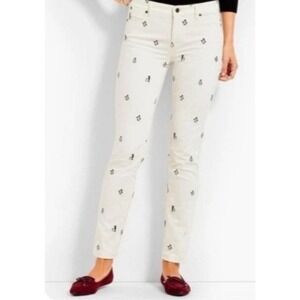 Talbots Penguin  Five Pocket Slim Ankle Pants 6 Corduroy Embroidered